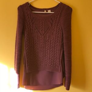 Knit sweater with built in blouse